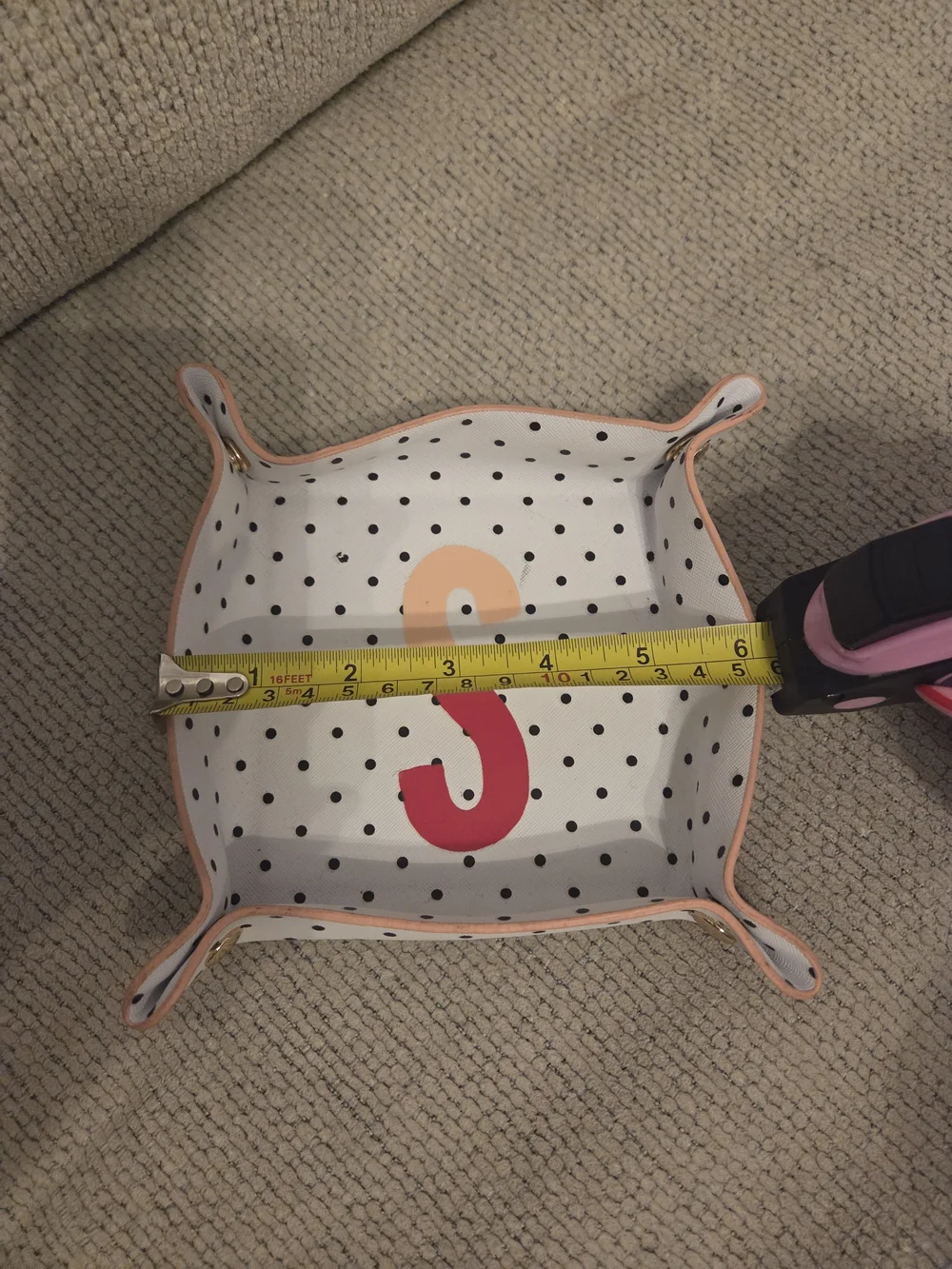 kate spade Polka Dot Monogram Tray in Peach & Red